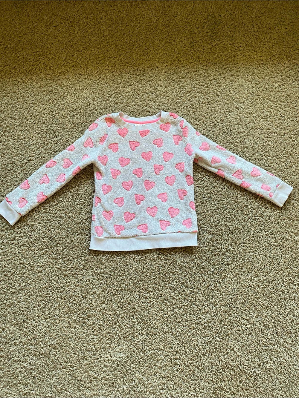 Cat & Jack Cream Crewneck Sweatshirt with Pink Heart Print